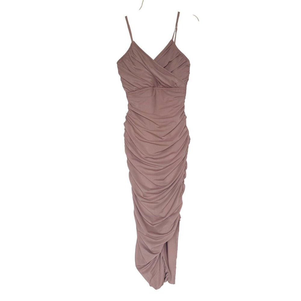 Revolve Elliat Womens Mauve Ruched Midi Dress Wedding Guest Bridesmaid Size M